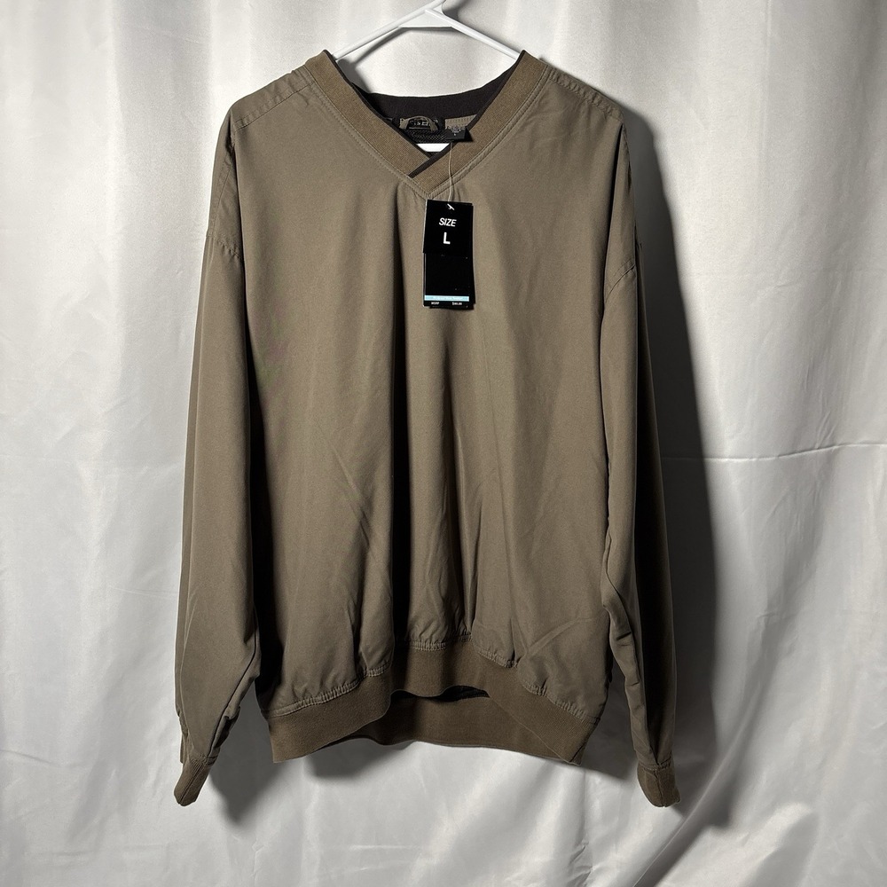 River's End V-Neck Windshirt Men L Brown NWT Lightweight Golf Pullover